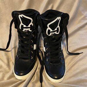 Hogan Black and White Wedge Sneakers